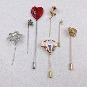 Lot of Vintage Stick Pins Gold Silver Tone Heart Flower Butterfly